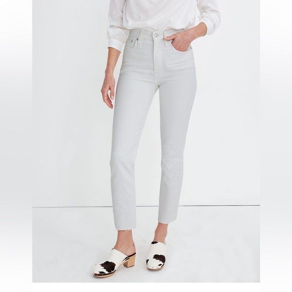 Madewell The Perfect Vintage Crop Jean in Tile White Raw hem - Picture 2 of 11